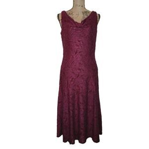 Lauren Ralph Lauren Floral Sheer and Velour Draped Neck A-Line Dress Size 6